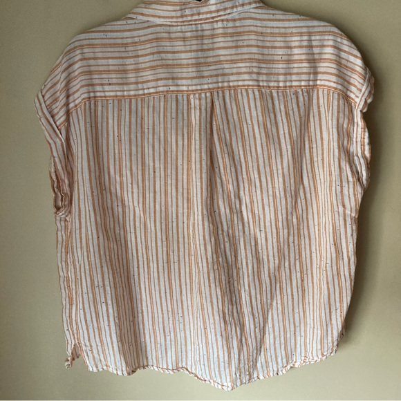 Wonderly Cotton White & Mustard Striped Shirt w/Black Flecks - Picture 5 of 6